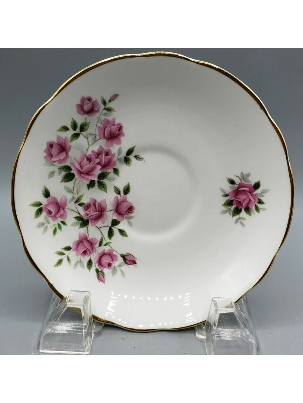 Vintage Regency Teacup & Saucer Set Petite Pink Roses Bone China England Gold